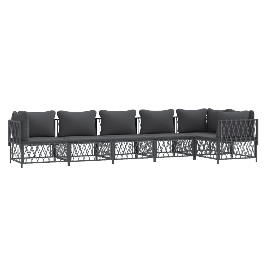 8720845850081_g_en_hd_1 vidaXL 6 Piece Garden Lounge Set with Cushions Anthracite Steel - Image 3