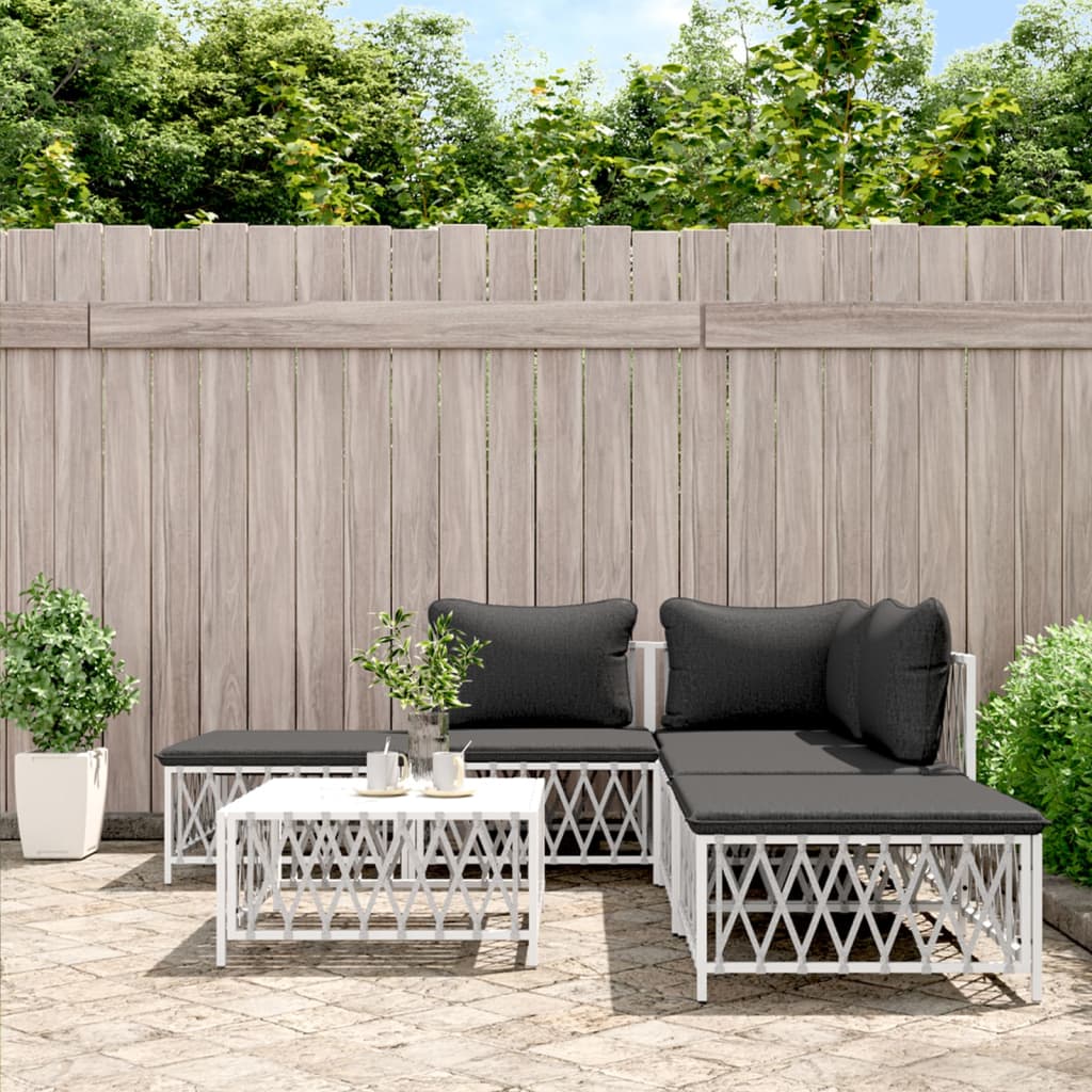 8720845850111_m_en_hd_1 vidaXL 6 Piece Garden Lounge Set with Cushions White Steel - Image 1