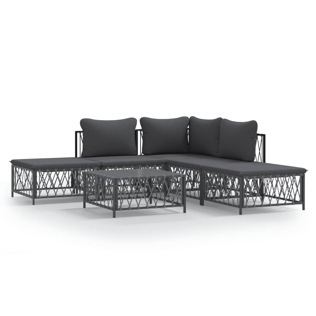 8720845850128_a_en_hd_1 vidaXL 6 Piece Garden Lounge Set with Cushions Anthracite Steel - Image 2