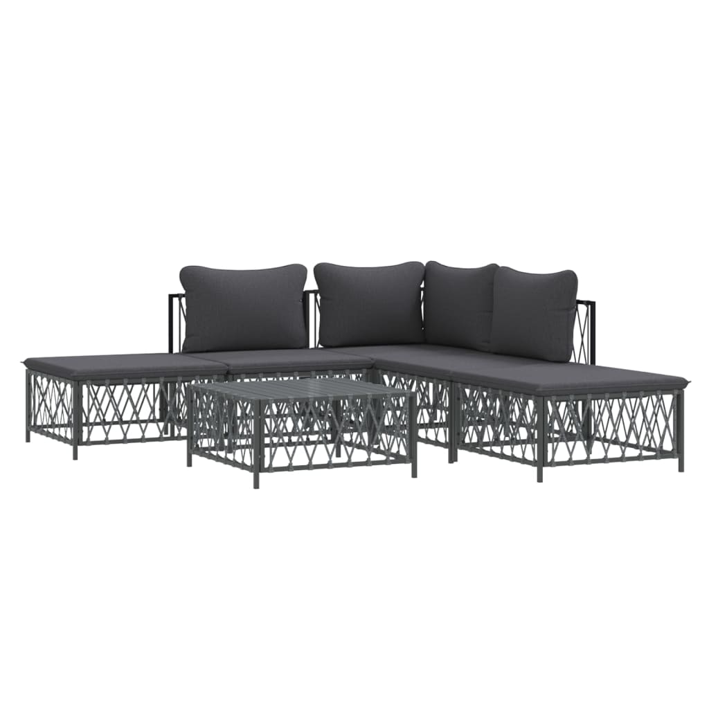 8720845850128_g_en_hd_1 vidaXL 6 Piece Garden Lounge Set with Cushions Anthracite Steel - Image 3