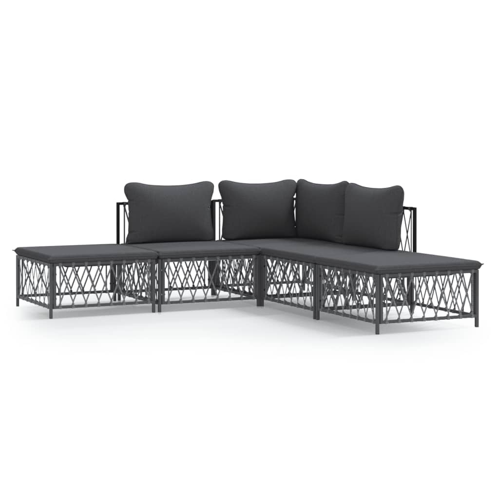 8720845850142_a_en_hd_1 vidaXL 5 Piece Garden Lounge Set with Cushions Anthracite Steel - Image 2