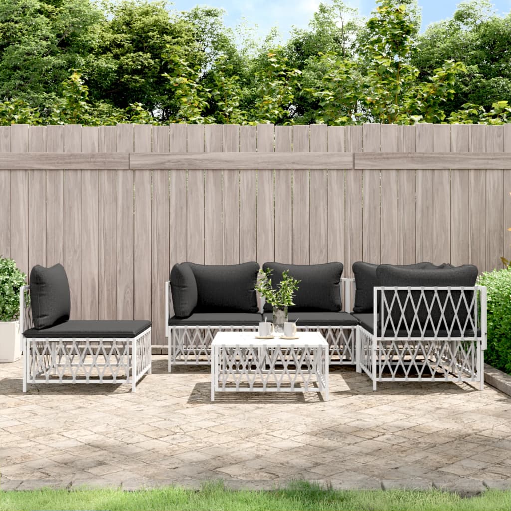 8720845850173_m_en_hd_1 vidaXL 6 Piece Garden Lounge Set with Cushions White Steel - Image 1