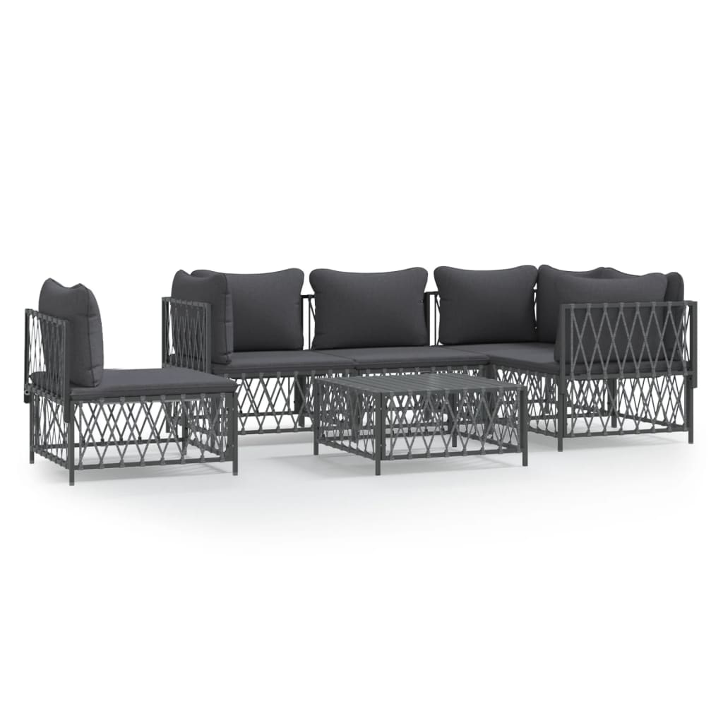 8720845850180_a_en_hd_1 vidaXL 6 Piece Garden Lounge Set with Cushions Anthracite Steel - Image 2