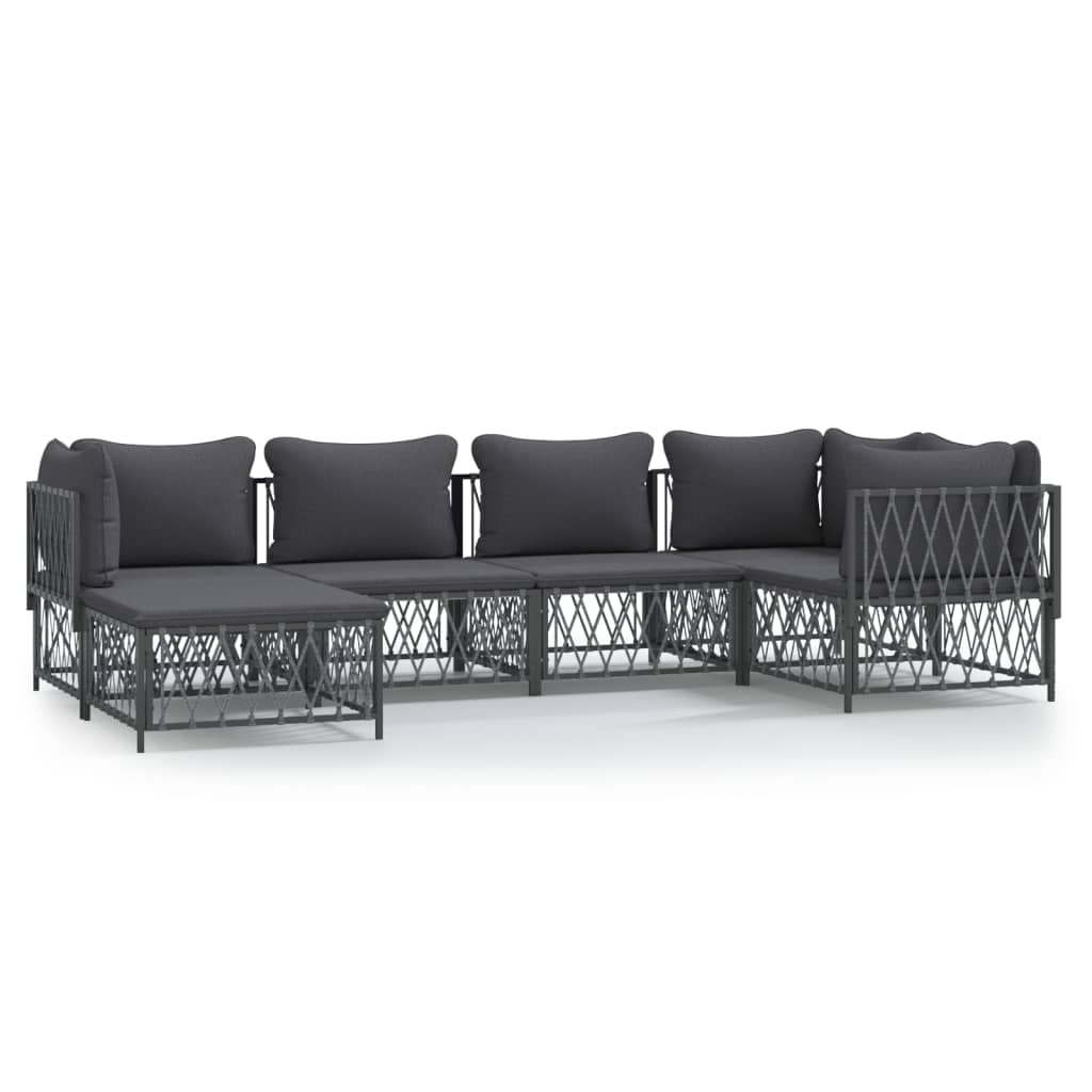 8720845850241_a_en_hd_1 vidaXL 6 Piece Garden Lounge Set with Cushions Anthracite Steel - Image 2