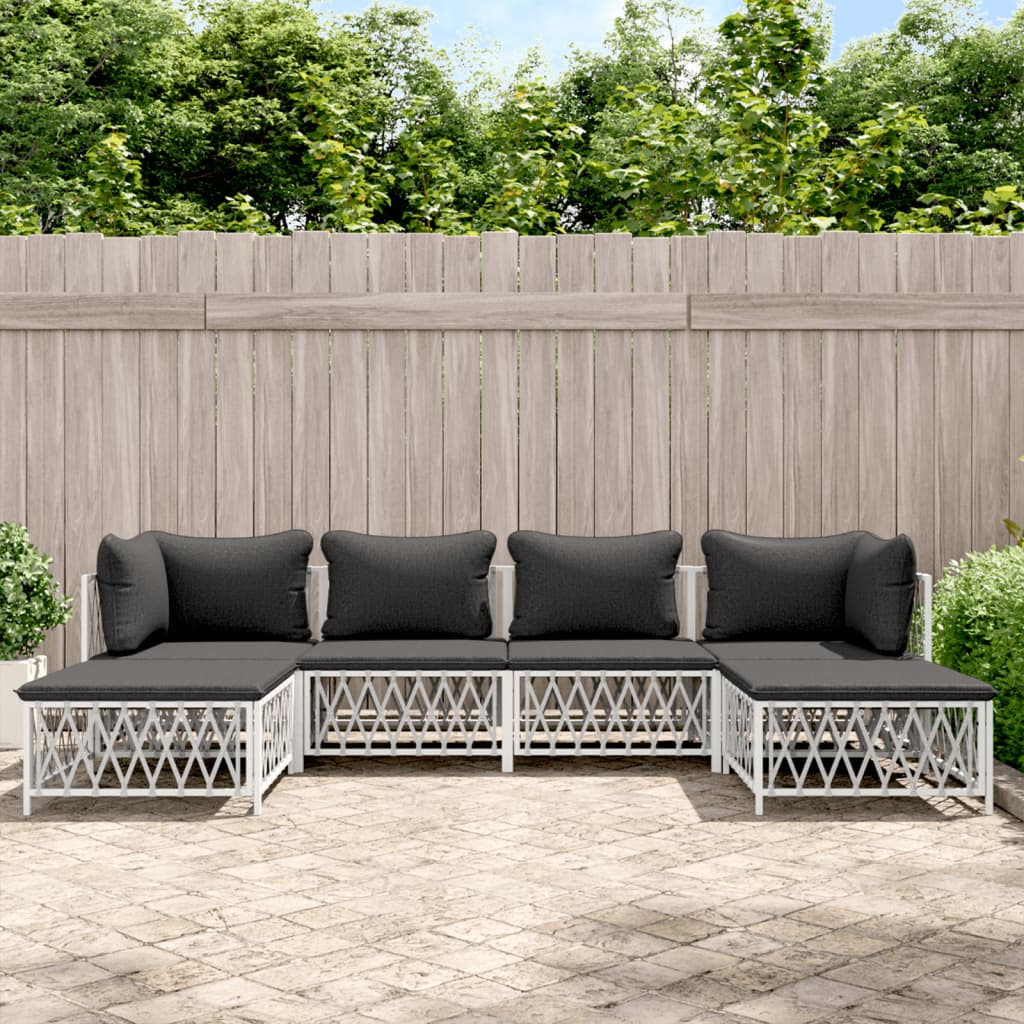 8720845850319_m_en_hd_1 vidaXL 6 Piece Garden Lounge Set with Cushions White Steel - Image 1