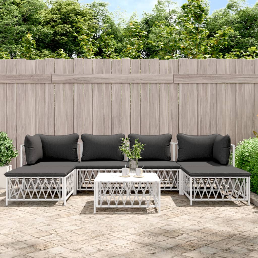 8720845850333_m_en_hd_1 vidaXL 7 Piece Garden Lounge Set with Cushions White Steel - Image 1