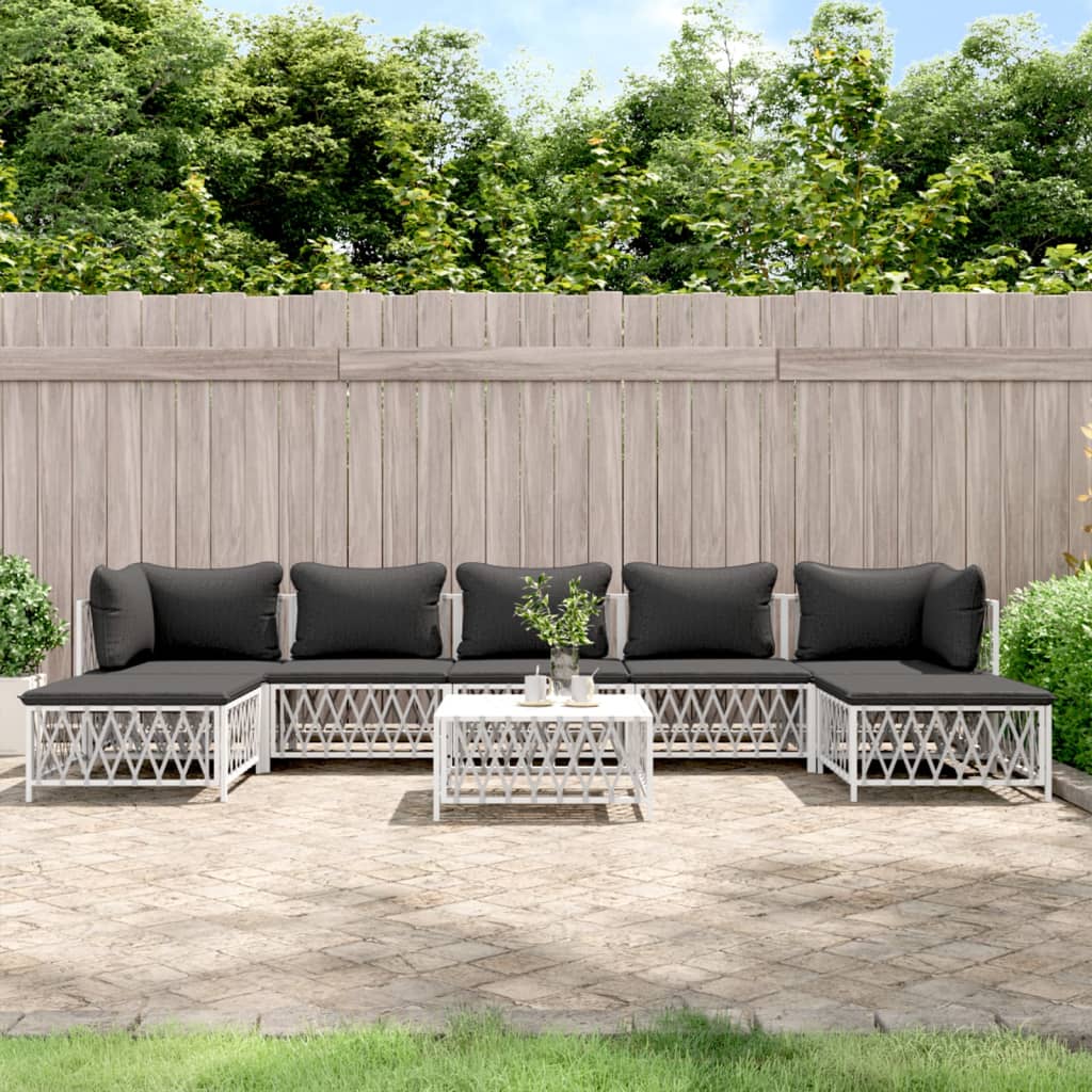 8720845850371_m_en_hd_1 vidaXL 8 Piece Garden Lounge Set with Cushions White Steel - Image 1