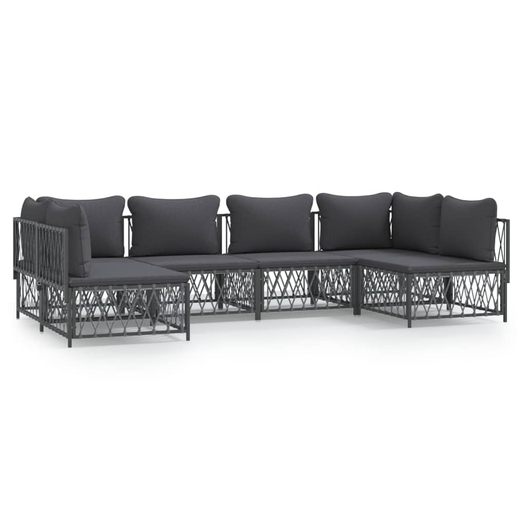 8720845850401_a_en_hd_1 vidaXL 6 Piece Garden Lounge Set with Cushions Anthracite Steel - Image 2