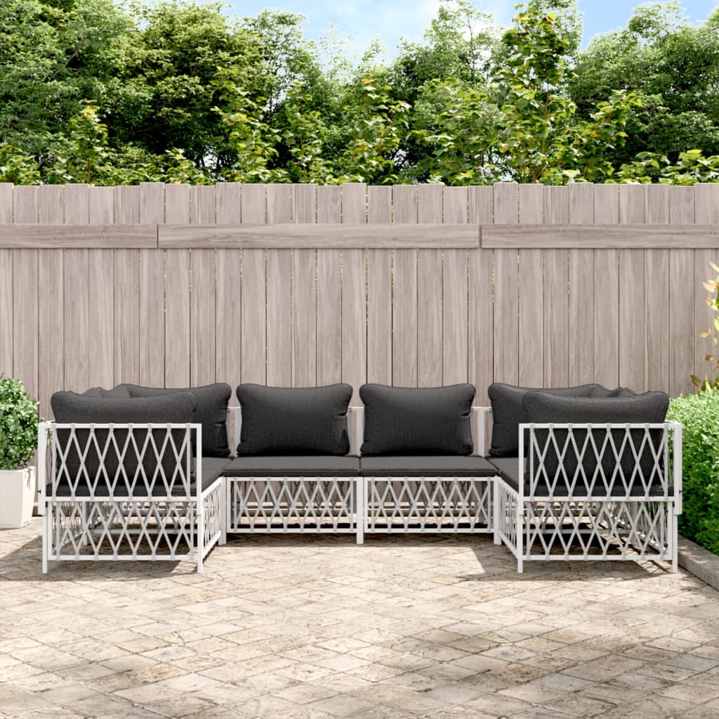 8720845850494_m_en_hd_1 vidaXL 6 Piece Garden Lounge Set with Cushions White Steel - Image 1