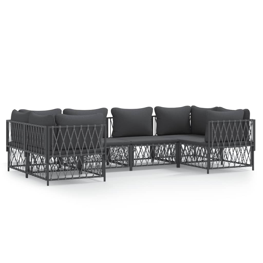 8720845850500_a_en_hd_1 vidaXL 6 Piece Garden Lounge Set with Cushions Anthracite Steel - Image 2