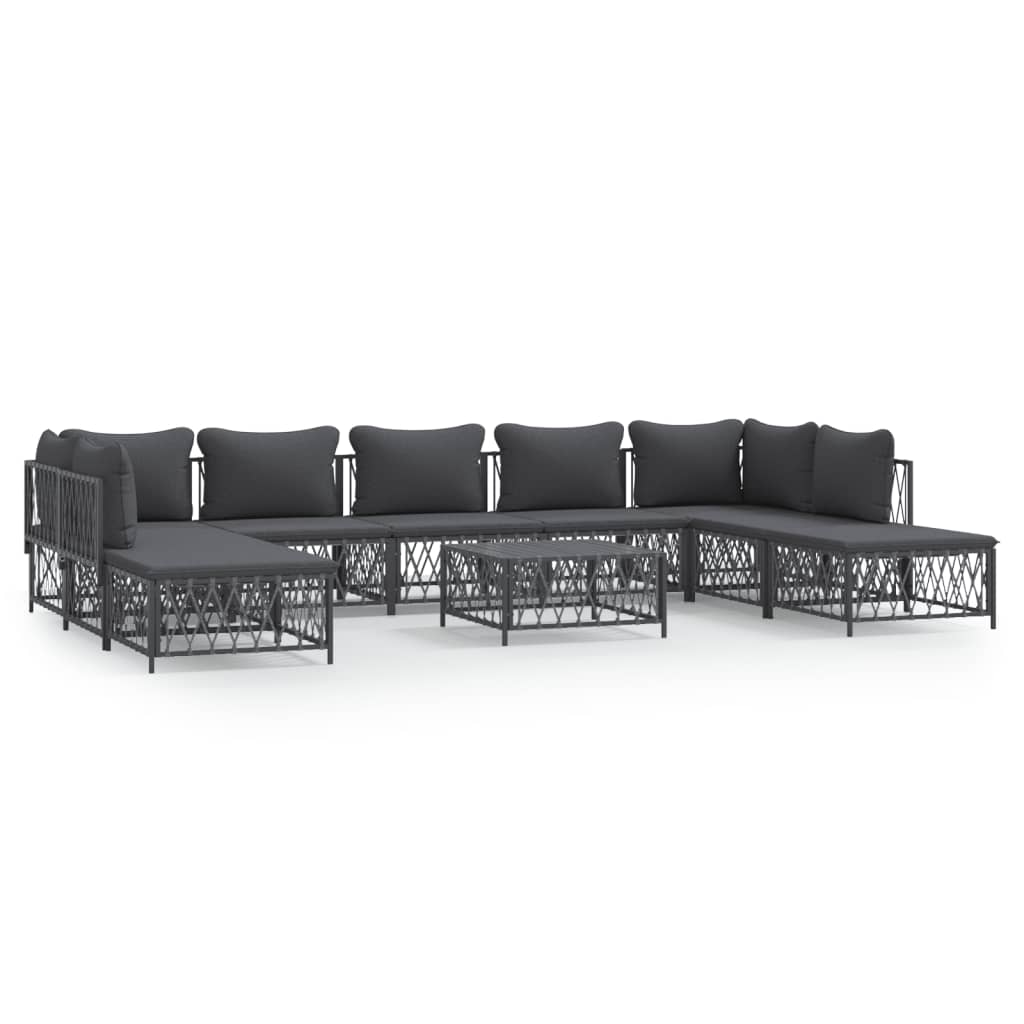 8720845850586_a_en_hd_1 vidaXL 10 Piece Garden Lounge Set with Cushions Anthracite Steel - Image 2