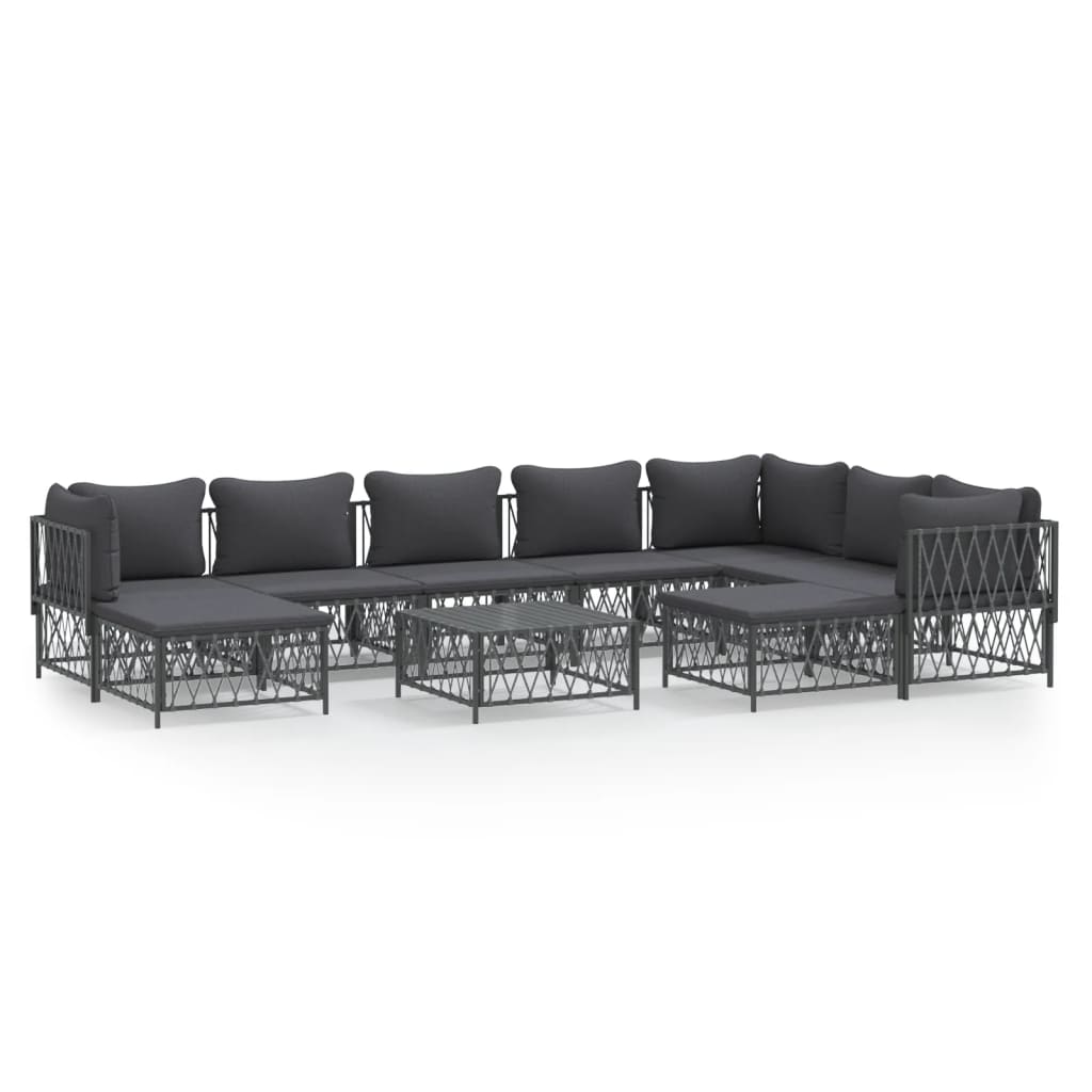 8720845850623_a_en_hd_1 vidaXL 10 Piece Garden Lounge Set with Cushions Anthracite Steel - Image 2