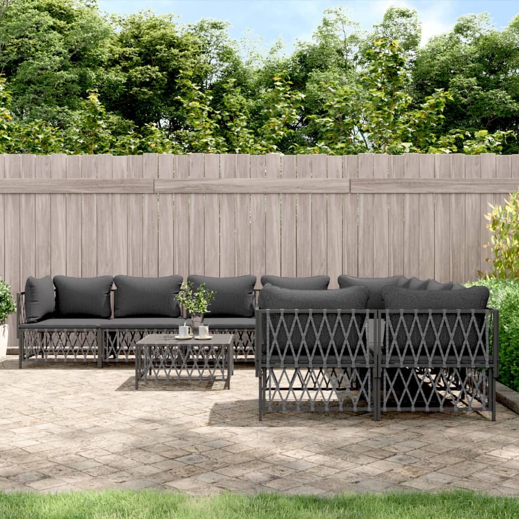 vidaXL 9 Piece Garden Lounge Set with Cushions Anthracite Steel