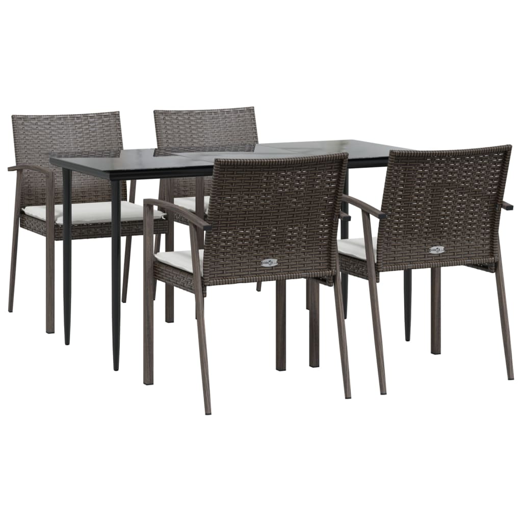 8720845856427_g_en_hd_1 vidaXL 5 Piece Garden Dining Set with Cushions Poly Rattan and Steel - Image 3