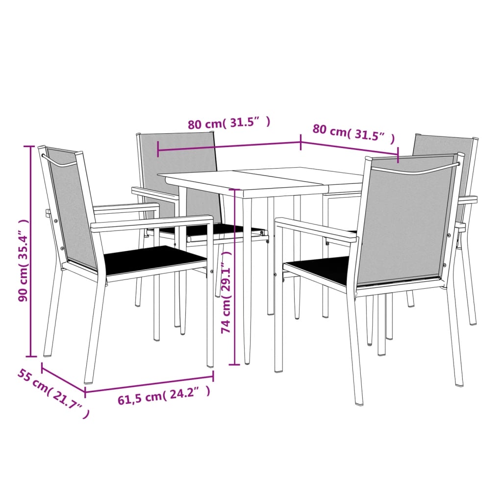 8720845857035_g_en_hd_7 vidaXL 5 Piece Garden Dining Set Black Textilene and Steel - Image 9