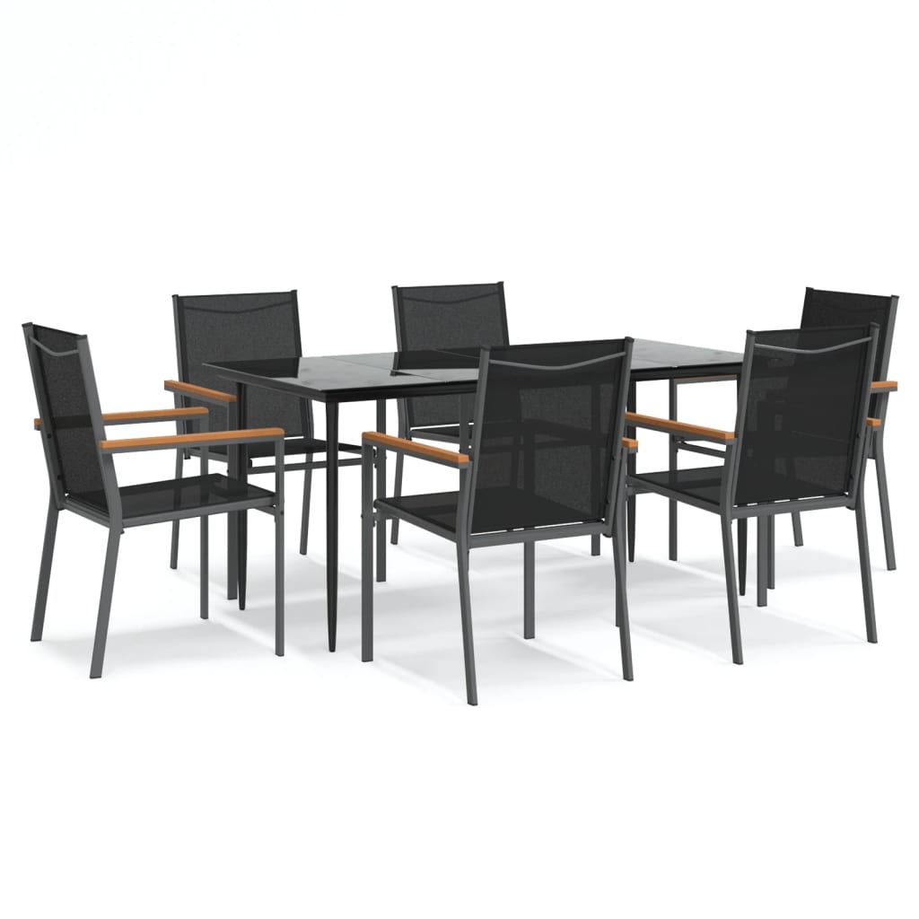 8720845857073_a_en_hd_1 vidaXL 7 Piece Garden Dining Set Black Textilene and Steel - Image 2