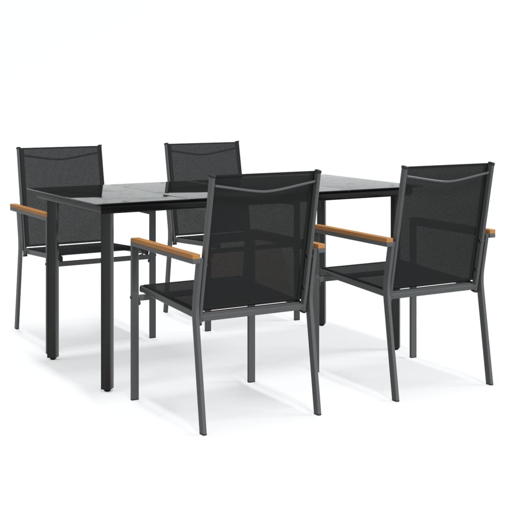 8720845857141_a_en_hd_1 vidaXL 5 Piece Garden Dining Set Black Textilene and Steel - Image 2