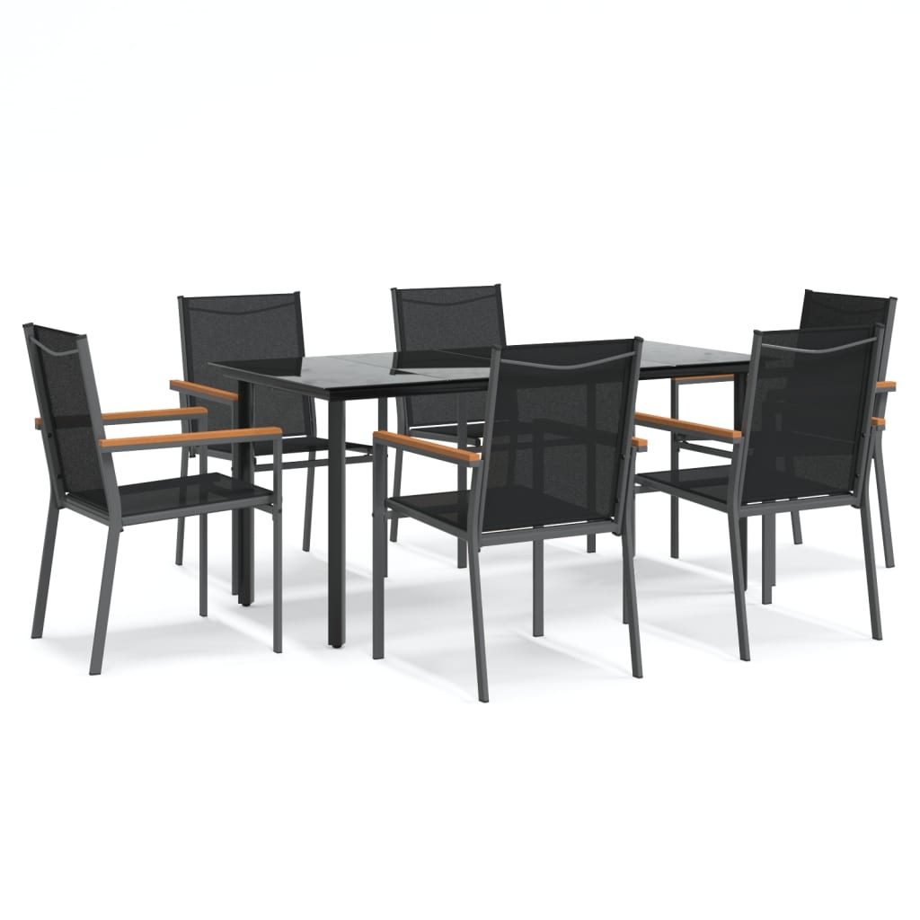 8720845857158_a_en_hd_1 vidaXL 7 Piece Garden Dining Set Black Textilene and Steel - Image 2