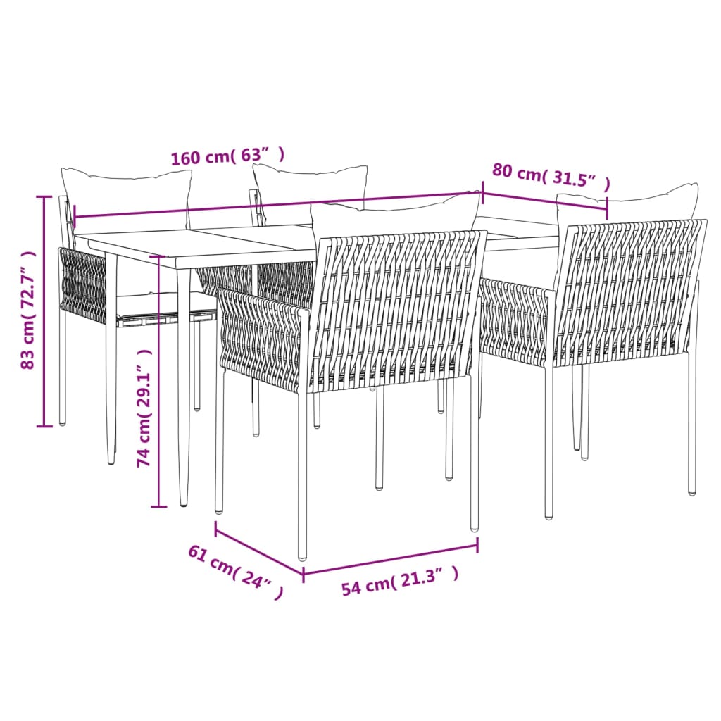 8720845857264_g_en_hd_8 vidaXL 5 Piece Garden Dining Set with Cushions Poly Rattan and Steel - Image 10