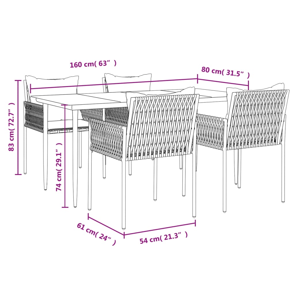 8720845857288_g_en_hd_8 vidaXL 5 Piece Garden Dining Set with Cushions Poly Rattan and Steel - Image 10