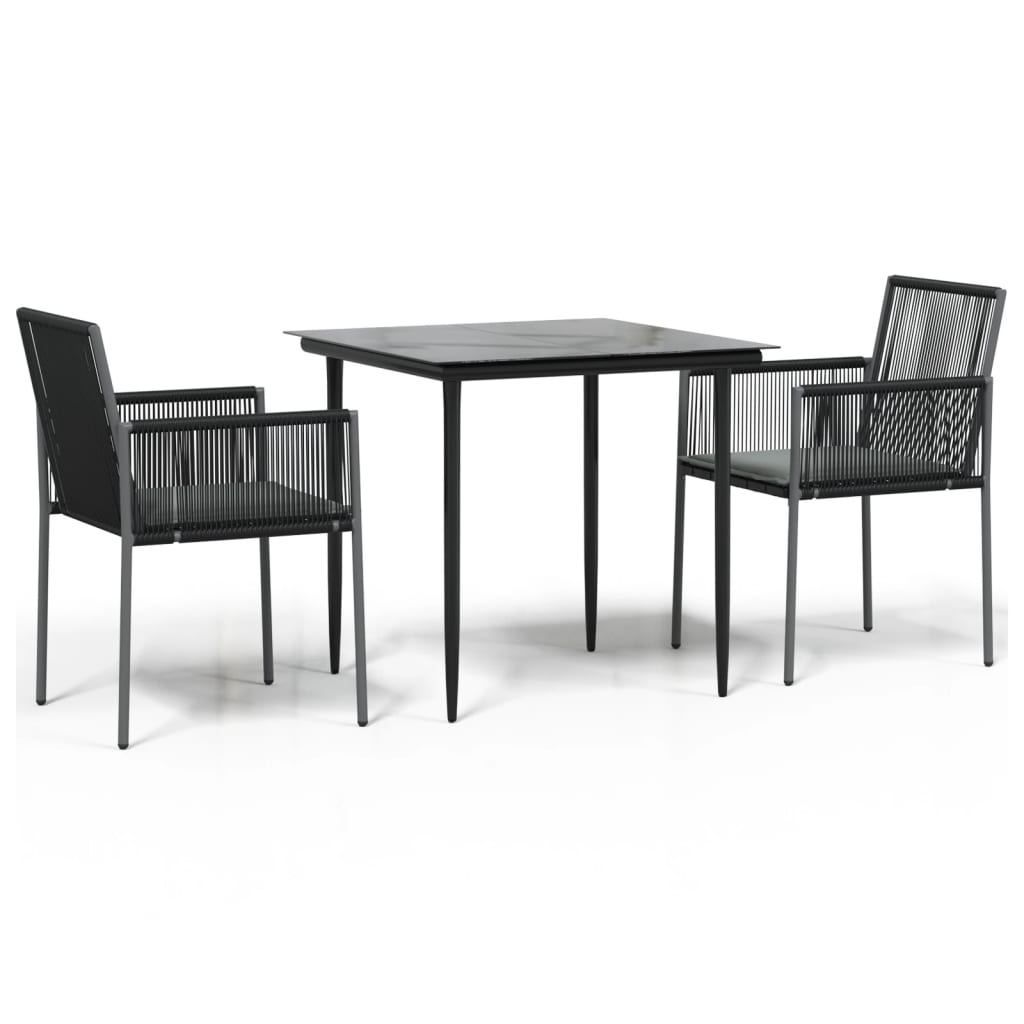 8720845857349_a_en_hd_1 vidaXL 3 Piece Garden Dining Set with Cushions Black Poly Rattan and Steel - Image 2