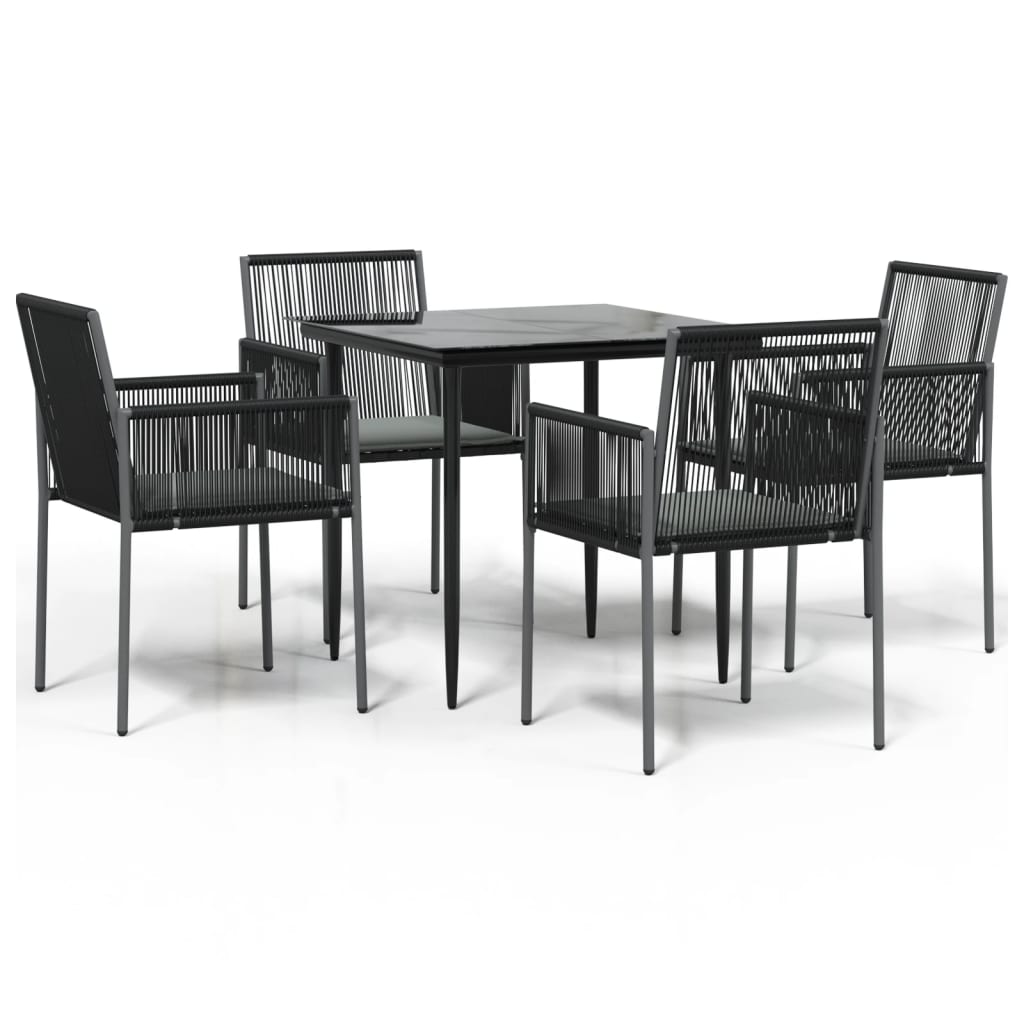 8720845857356_a_en_hd_1 vidaXL 5 Piece Garden Dining Set with Cushions Black Poly Rattan and Steel - Image 2