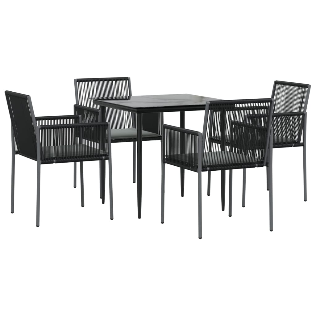 8720845857356_g_en_hd_1 vidaXL 5 Piece Garden Dining Set with Cushions Black Poly Rattan and Steel - Image 3
