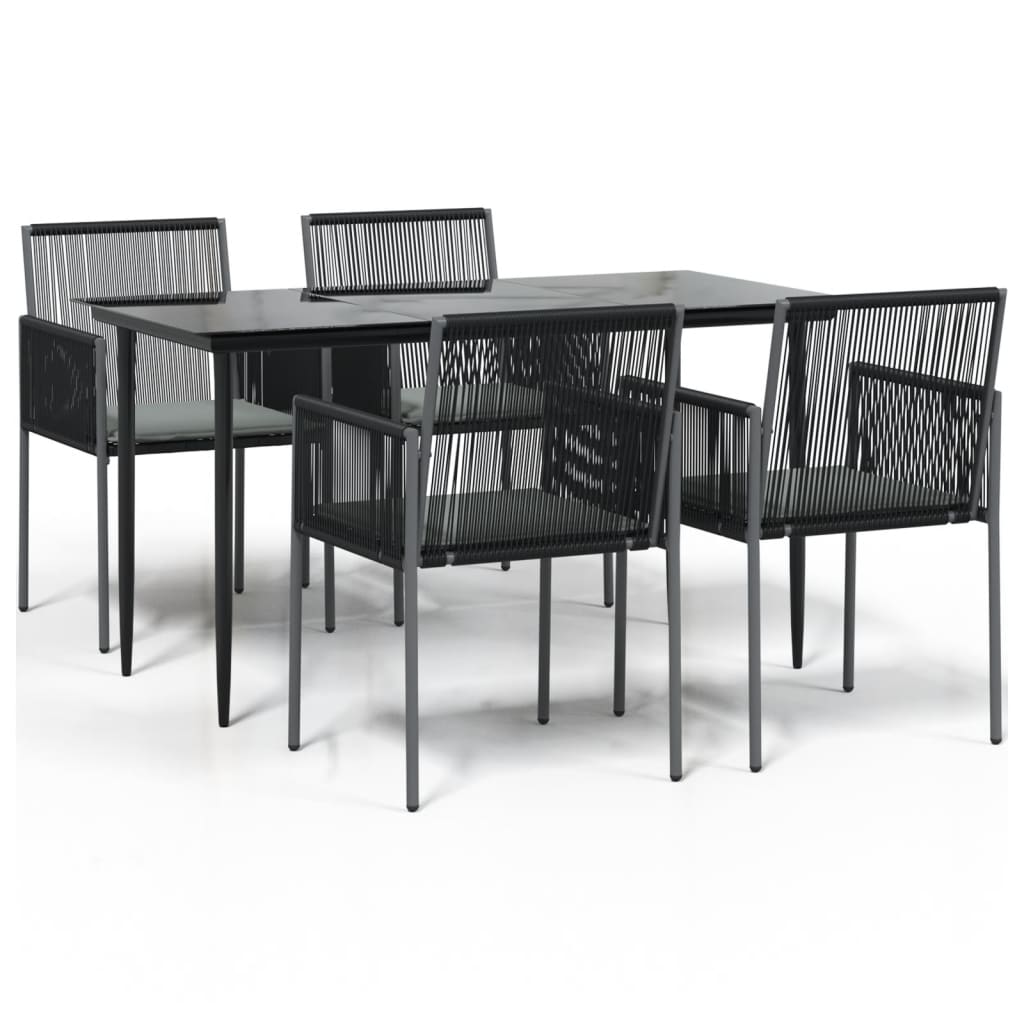8720845857363_a_en_hd_1 vidaXL 5 Piece Garden Dining Set with Cushions Black Poly Rattan and Steel - Image 2