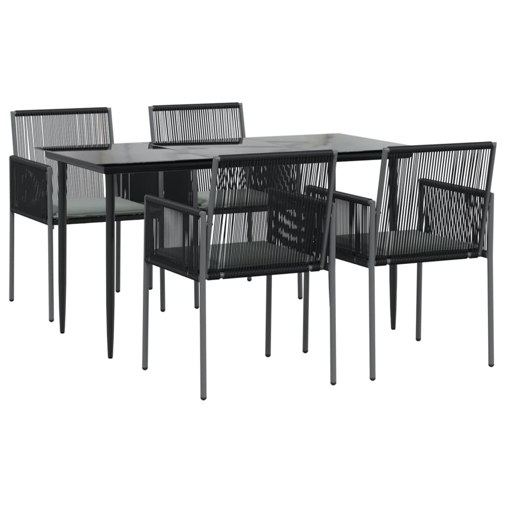 8720845857363_g_en_hd_1 vidaXL 5 Piece Garden Dining Set with Cushions Black Poly Rattan and Steel - Image 3