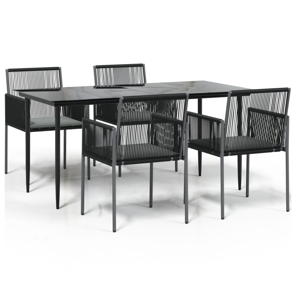 8720845857387_a_en_hd_1 vidaXL 5 Piece Garden Dining Set with Cushions Black Poly Rattan and Steel - Image 2
