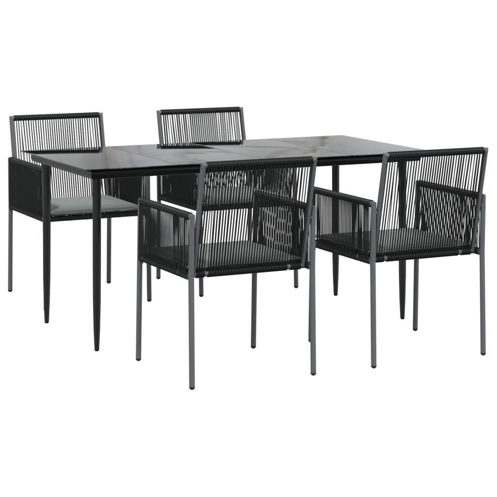 8720845857387_g_en_hd_1 vidaXL 5 Piece Garden Dining Set with Cushions Black Poly Rattan and Steel - Image 3