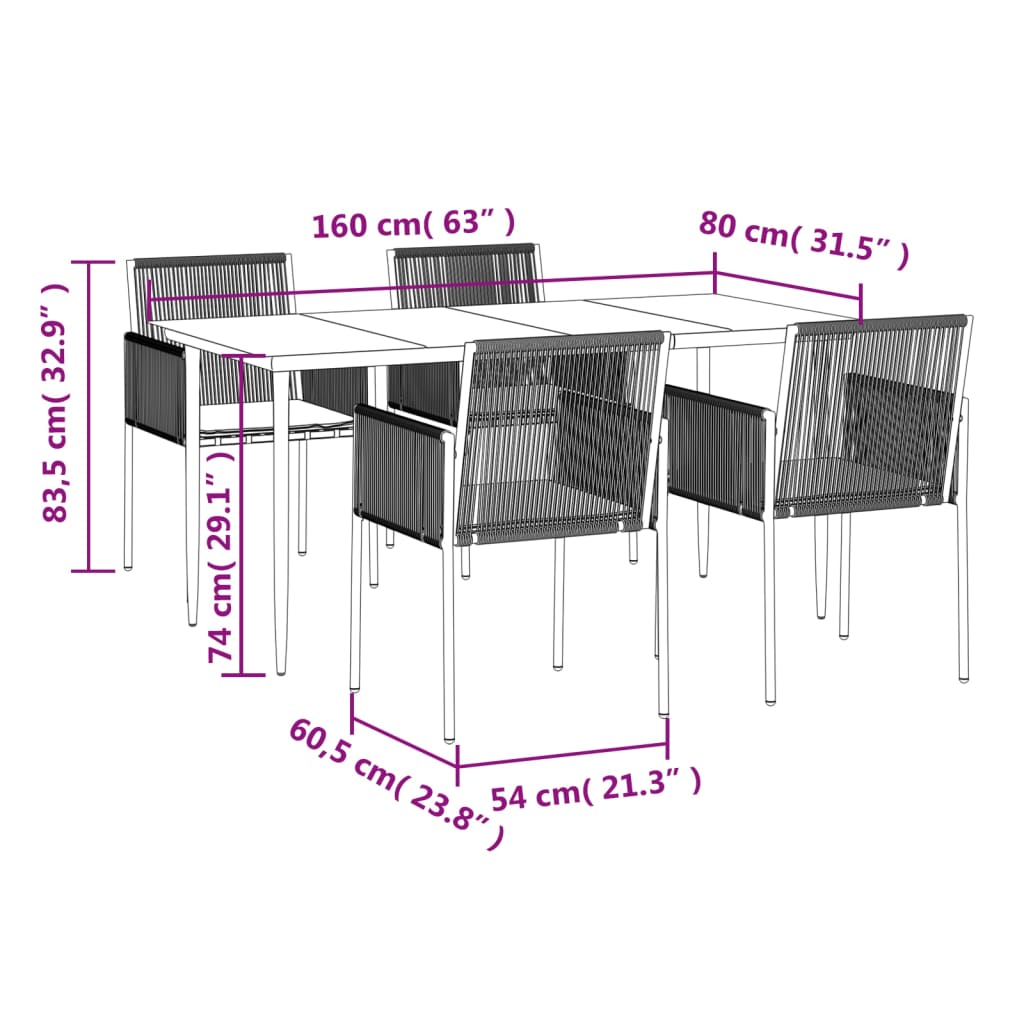 8720845857387_g_en_hd_8 vidaXL 5 Piece Garden Dining Set with Cushions Black Poly Rattan and Steel - Image 10