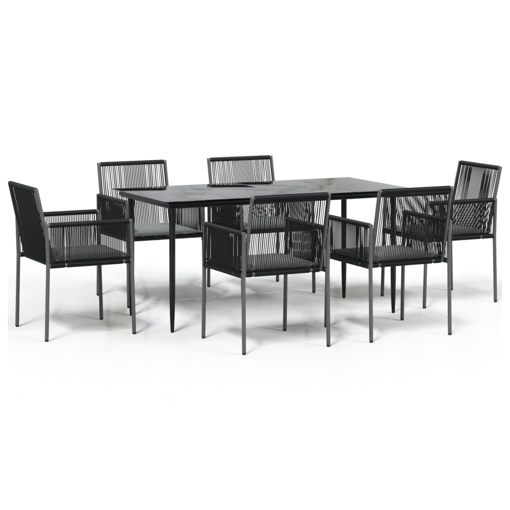 8720845857394_a_en_hd_1 vidaXL 7 Piece Garden Dining Set with Cushions Black Poly Rattan and Steel - Image 2