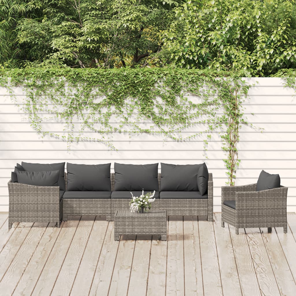 8720845857837_m_en_hd_1 vidaXL 7 Piece Garden Lounge Set with Cushions Grey Poly Rattan - Image 1