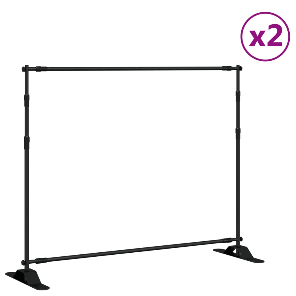 8720845858087_a_en_hd_1 vidaXL Backdrop Stands 2 pcs Black 254x243 cm Steel - Image 2