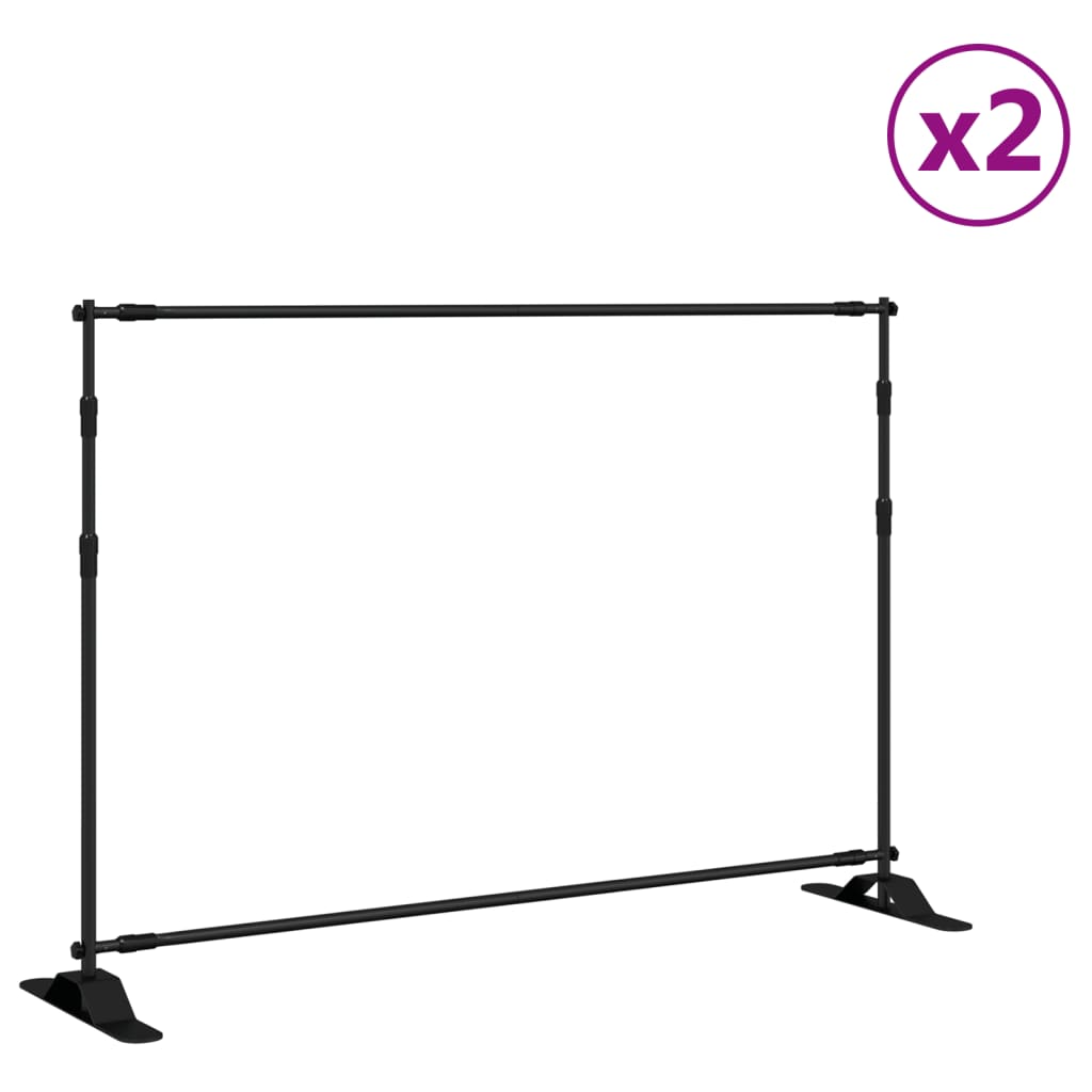 8720845858094_a_en_hd_1 vidaXL Backdrop Stands 2 pcs Black 305x243 cm Steel - Image 2