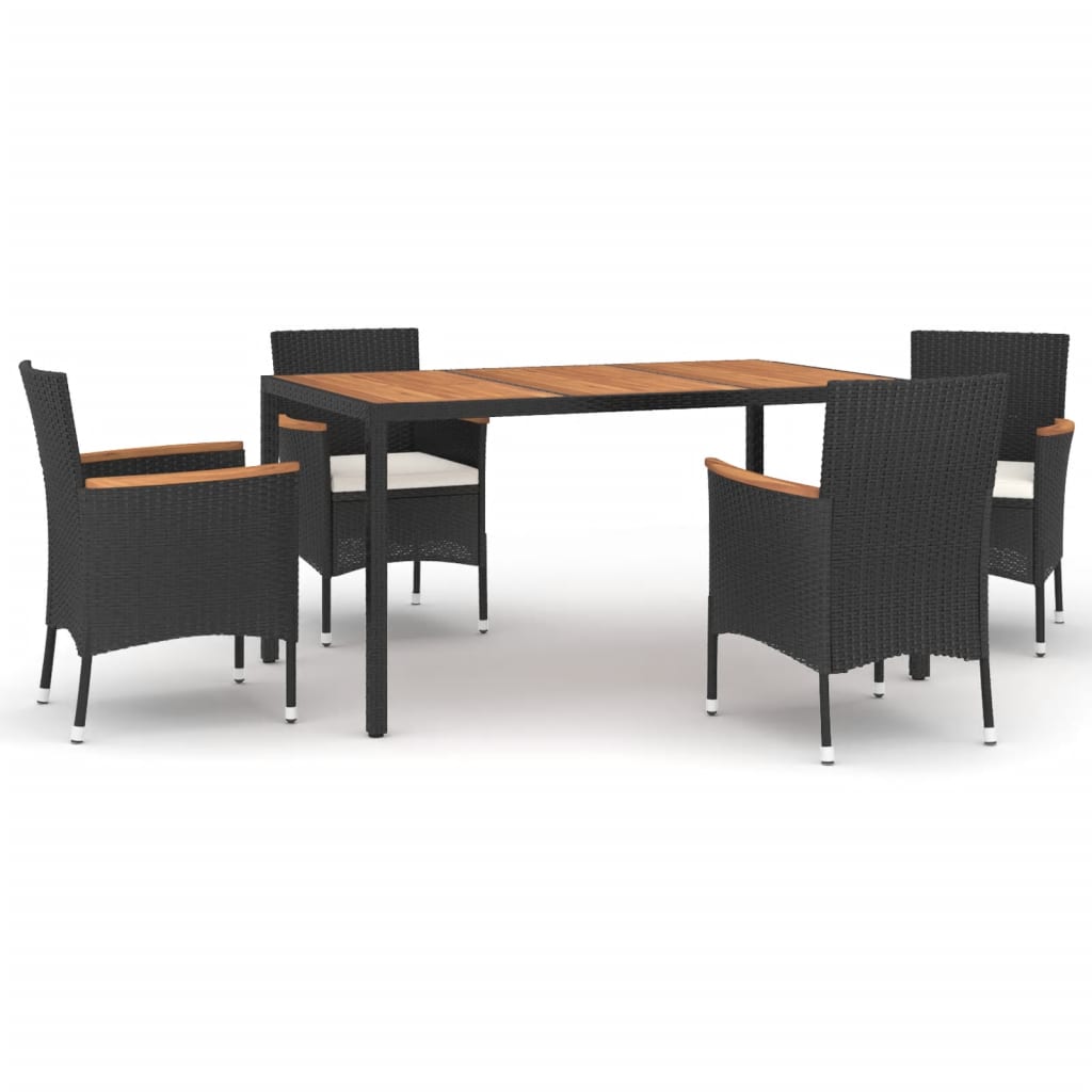 8720845858865_a_en_hd_1 vidaXL 5 Piece Garden Dining Set with Cushions Black Poly Rattan - Image 2