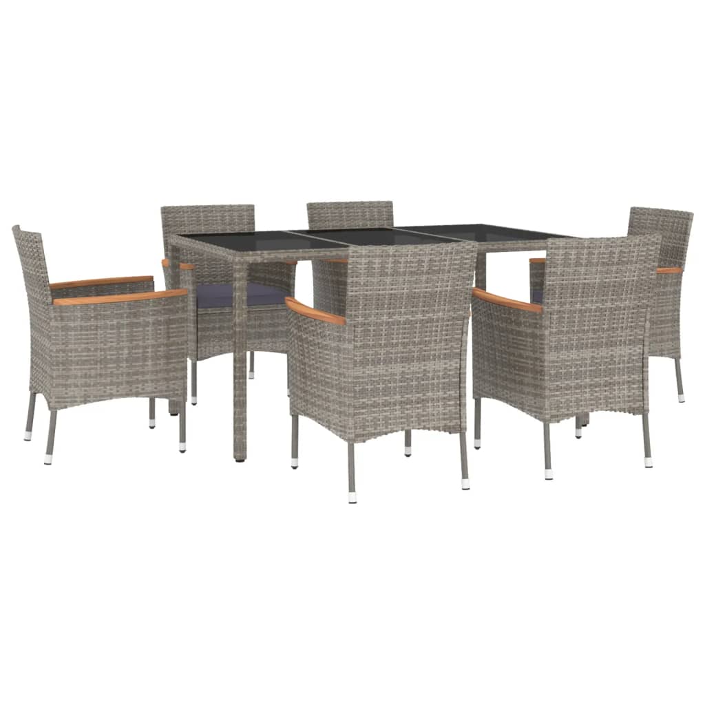 8720845859114_a_en_hd_1 vidaXL 7 Piece Garden Dining Set with Cushions Grey Poly Rattan - Image 2