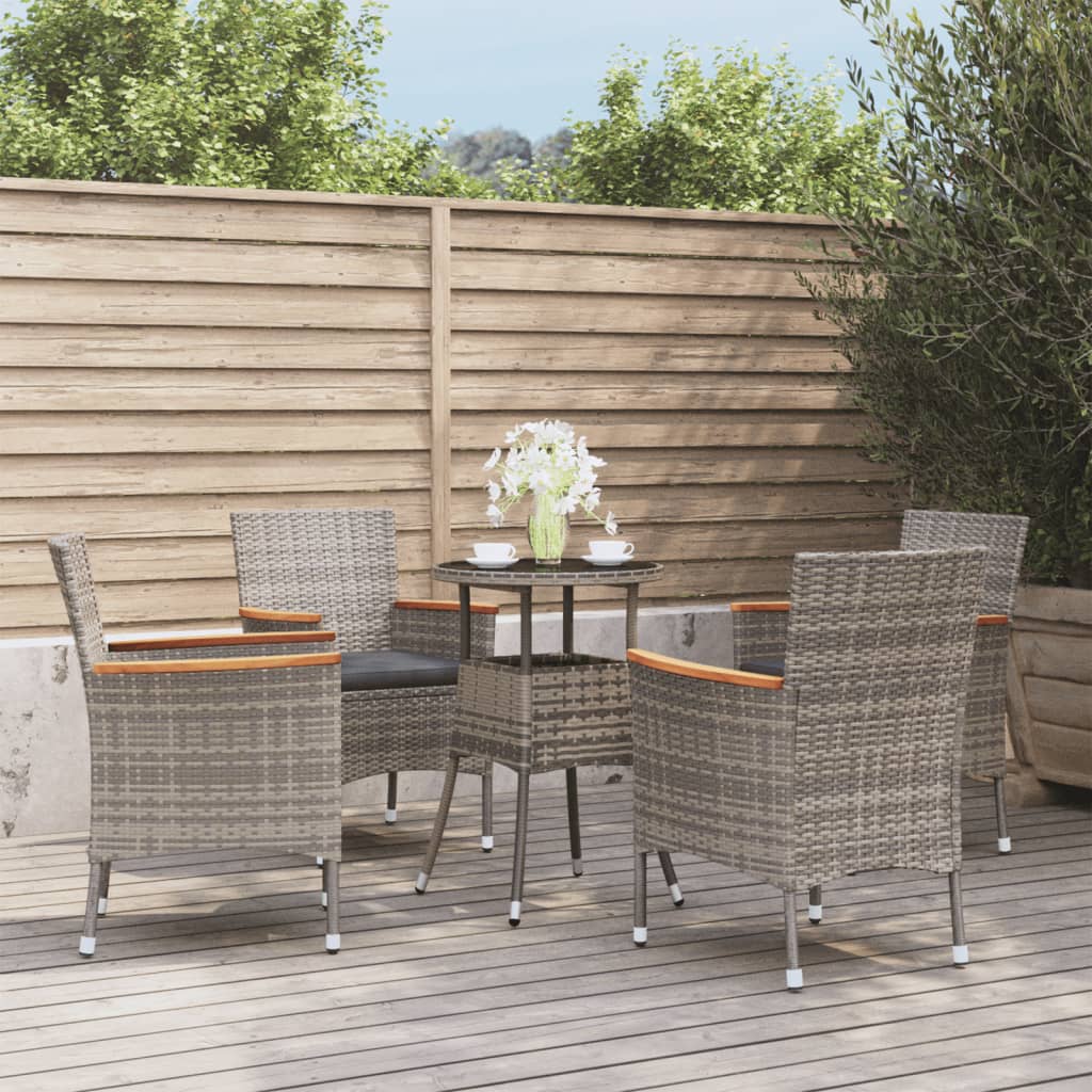 8720845859534_m_en_hd_1 vidaXL 5 Piece Garden Bistro Set with Cushions Grey Poly Rattan - Image 1