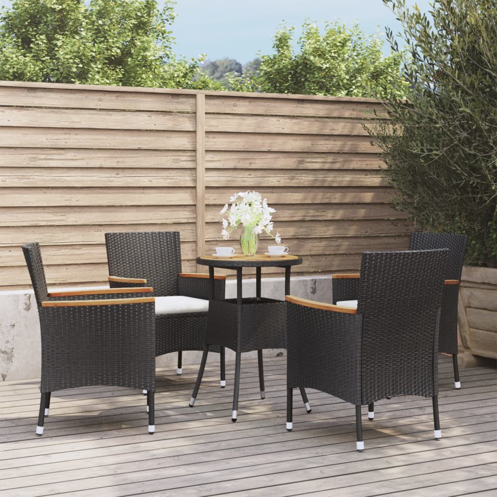 8720845859572_m_en_hd_1 vidaXL 5 Piece Garden Bistro Set with Cushions Black Poly Rattan - Image 1
