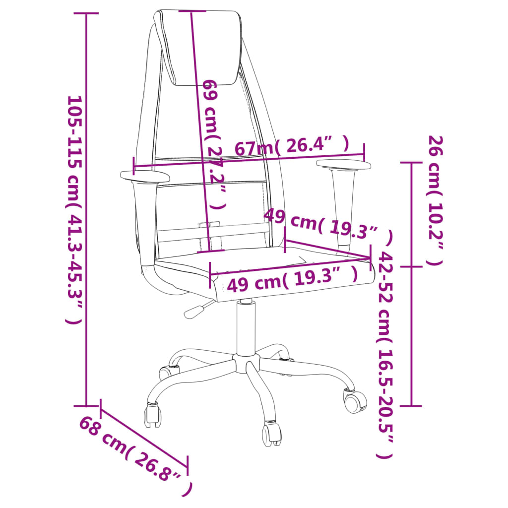 8720845861766_g_en_hd_7 vidaXL Office Chair Height Adjustable Black Mesh Fabric and Faux Leather - Image 9