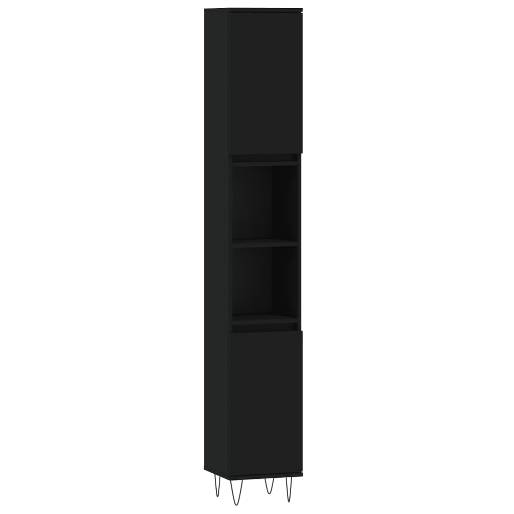 8720845875442_a_en_hd_1 vidaXL Bathroom Cabinet Black 30x30x190 cm Engineered Wood - Image 2