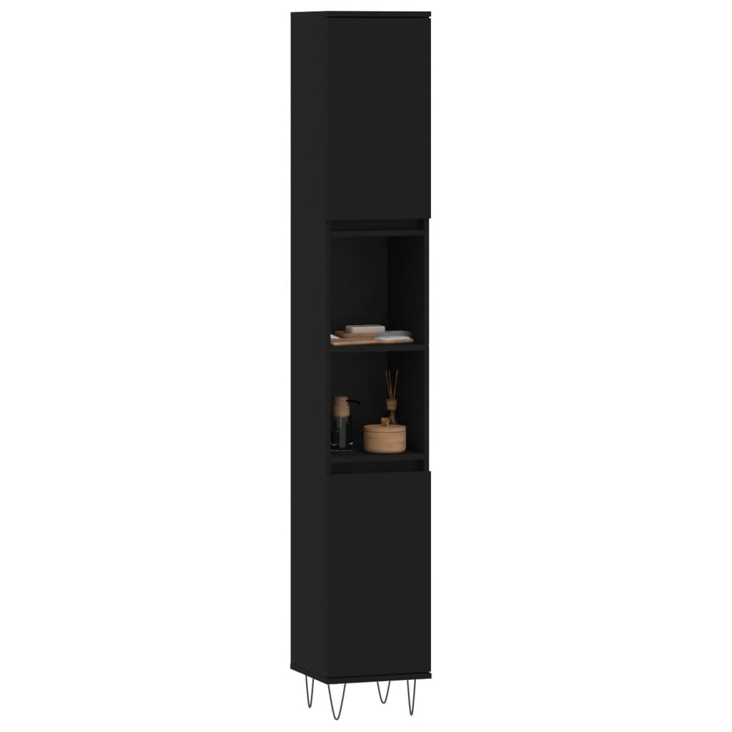 8720845875442_g_en_hd_1 vidaXL Bathroom Cabinet Black 30x30x190 cm Engineered Wood - Image 3