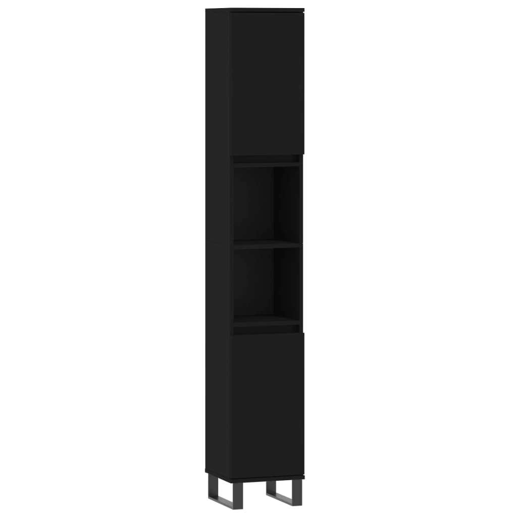 8720845875527_a_en_hd_1 vidaXL Bathroom Cabinet Black 30x30x190 cm Engineered Wood - Image 2