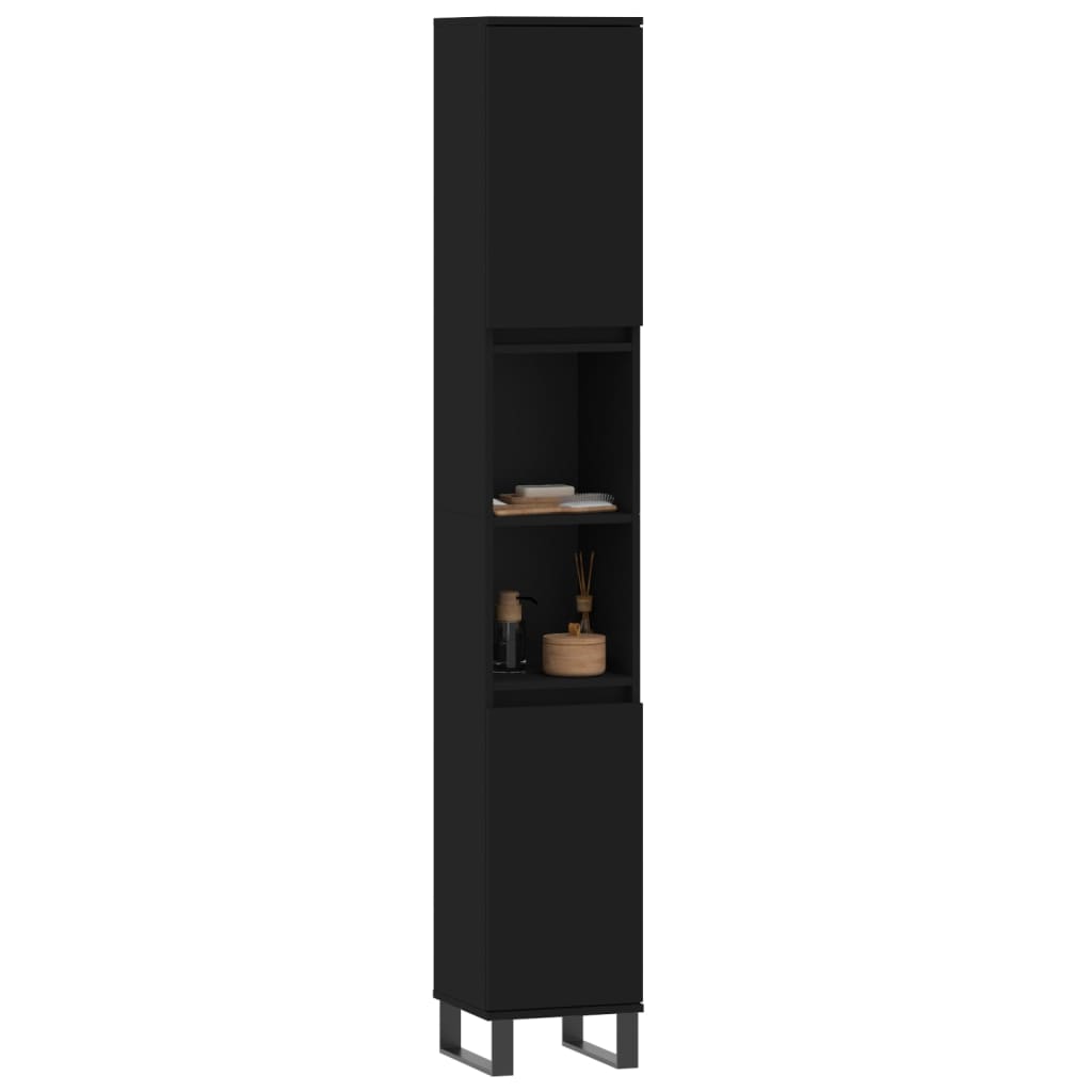 8720845875527_g_en_hd_1 vidaXL Bathroom Cabinet Black 30x30x190 cm Engineered Wood - Image 3