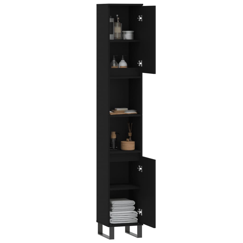 8720845875527_g_en_hd_2 vidaXL Bathroom Cabinet Black 30x30x190 cm Engineered Wood - Image 4