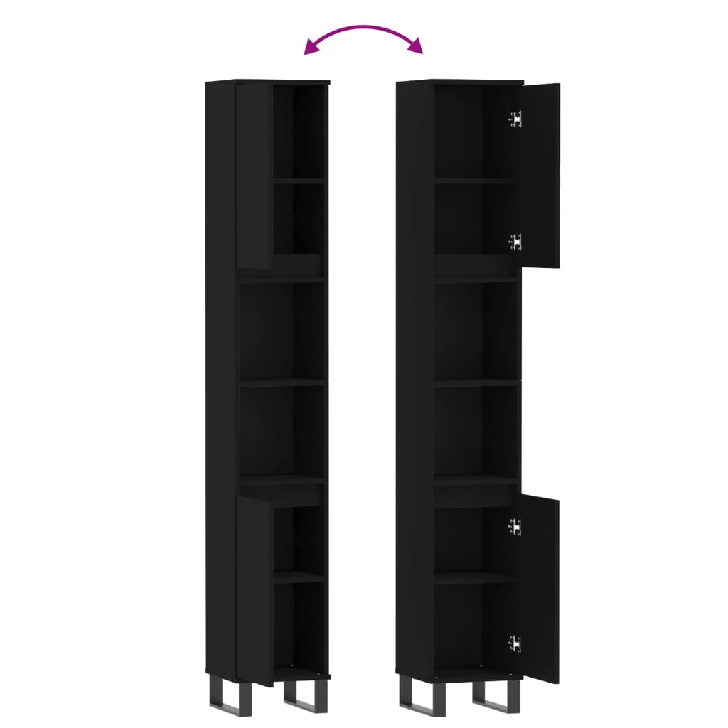 8720845875527_g_en_hd_7 vidaXL Bathroom Cabinet Black 30x30x190 cm Engineered Wood - Image 9
