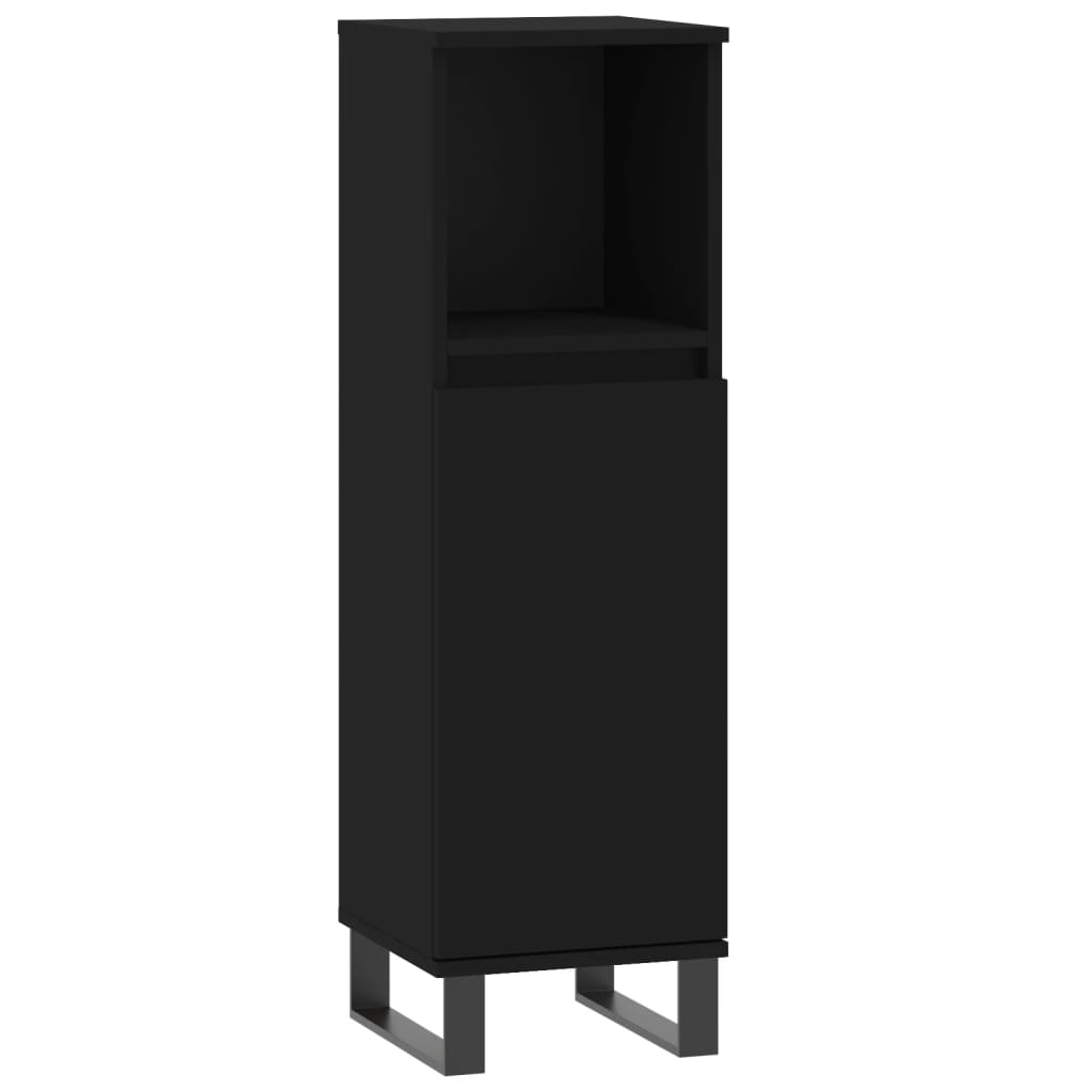 8720845875763_a_en_hd_1 vidaXL Bathroom Cabinet Black 30x30x100 cm Engineered Wood - Image 2