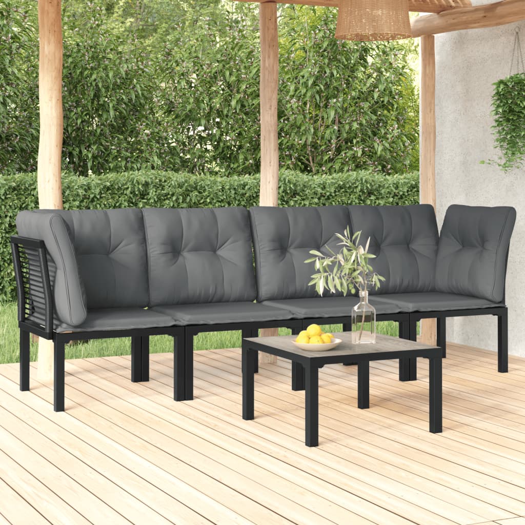 8720845879631_m_en_hd_1 vidaXL 5 Piece Garden Lounge Set Black and Grey Poly Rattan - Image 1
