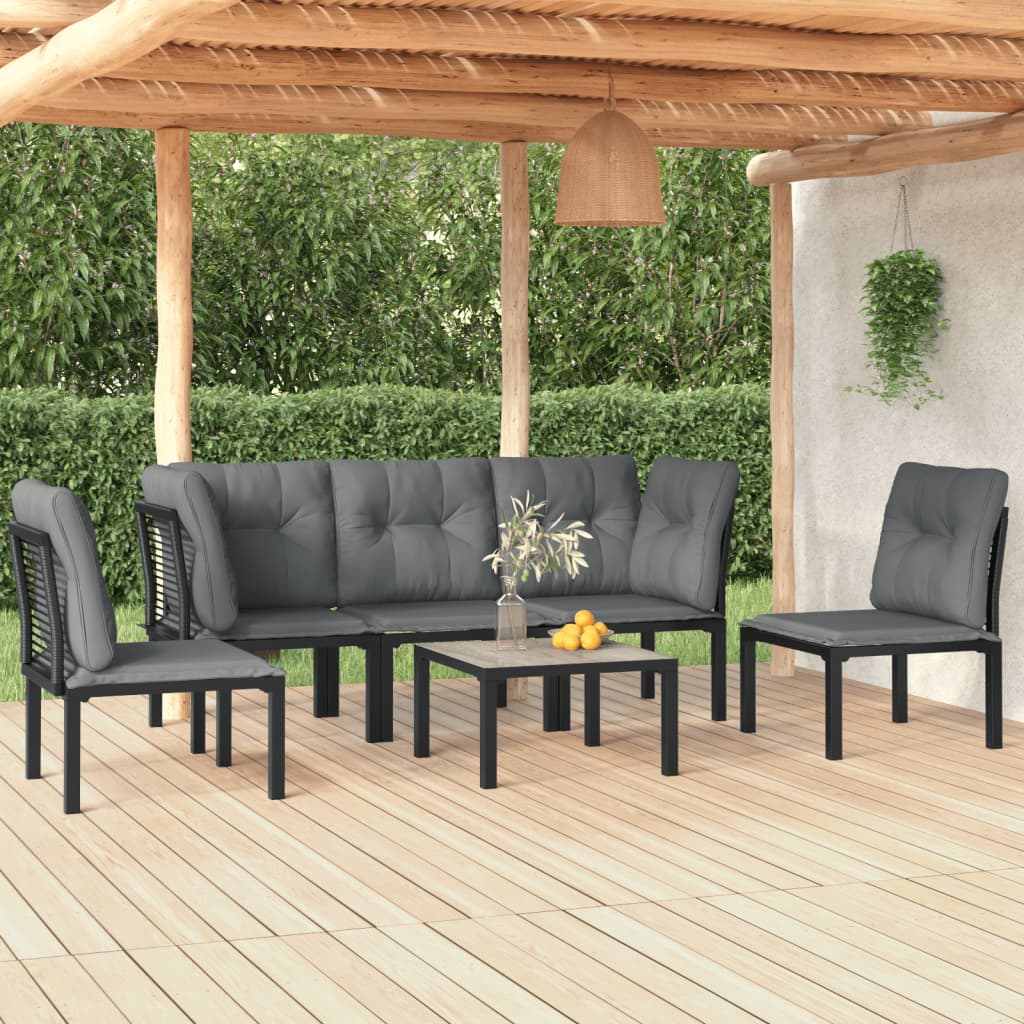 8720845879662_m_en_hd_1 vidaXL 6 Piece Garden Lounge Set Black and Grey Poly Rattan - Image 1